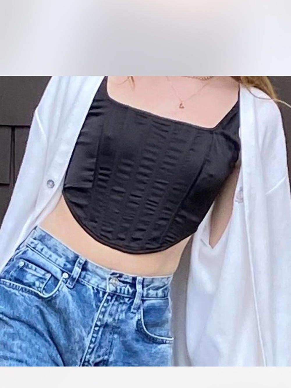 Missguided Black Satin Corset Crop Top